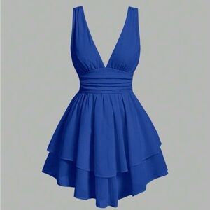 NWT SHEIN Mod Elegant Blue A Line Sleeveless Dress size large